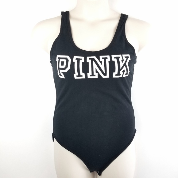 PINK Victoria's Secret Tops - PINK Victoria's Secret Black Bodysuit Size L